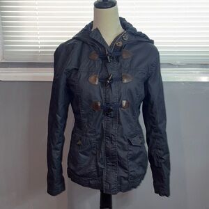 Aeropostale Toggle Duffle Coat Navy Hooded Jacket Women’s M